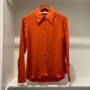 BNWOT Zara Hermes-Orange Button Down Blouse